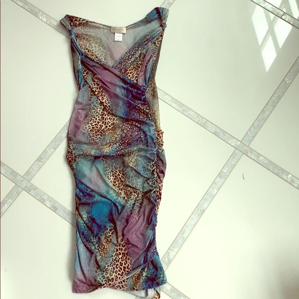 Mixed animal print body con dress